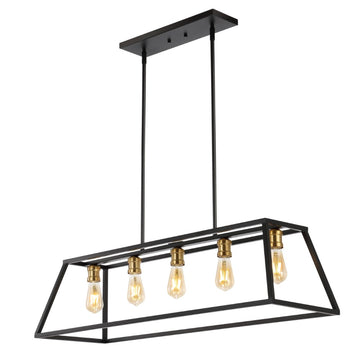 Floyd 38" Adjustable Iron Farmhouse Vintage LED Dimmable Pendant